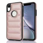 For iPhone XR Piano Key Hollow Cutout PU Phone Case(Rose Gold)