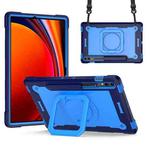 For Samsung Galaxy Tab S9 FE+ / S9+ Handle Robot Silicone Hybrid PC Tablet Case(Navy Blue Blue)
