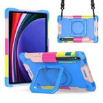 For Samsung Galaxy Tab S9 FE / S9 Handle Robot Silicone Hybrid PC Tablet Case(Camouflage Blue)