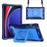 For Samsung Galaxy Tab S9 FE / S9 Handle Robot Silicone Hybrid PC Tablet Case(Navy Blue Blue)