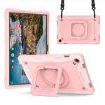 For Samsung Galaxy Tab A9+ Handle Robot Silicone Hybrid PC Tablet Case(Rose Gold)