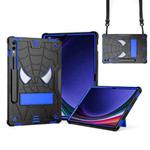 For Samsung Galaxy Tab S9 FE+ / S9+ Fold-Holder Spider Silicone Hybrid PC Tablet Case(Back Blue)