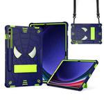 For Samsung Galaxy Tab S9 FE+ / S9+ Fold-Holder Spider Silicone Hybrid PC Tablet Case(Navy Yellow Green)
