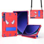 For Samsung Galaxy Tab S9 FE / S9 Fold-Holder Spider Silicone Hybrid PC Tablet Case(Red Blue)