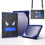 For Samsung Galaxy Tab A9+ Fold-Holder Spider Silicone Hybrid PC Tablet Case(Back Blue)