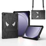 For Samsung Galaxy Tab A9+ Fold-Holder Spider Silicone Hybrid PC Tablet Case(Black)