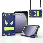 For Samsung Galaxy Tab A9 Fold-Holder Spider Silicone Hybrid PC Tablet Case(Navy Yellow Green)