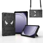 For Samsung Galaxy Tab A9 Fold-Holder Spider Silicone Hybrid PC Tablet Case(Black)