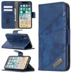 For iPhone X / XS Matching Color Crocodile Texture Horizontal Flip PU Leather Case with Wallet & Holder & Card Slots(Blue)