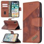 For iPhone X / XS Matching Color Crocodile Texture Horizontal Flip PU Leather Case with Wallet & Holder & Card Slots(Brown)