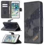For iPhone 8 Plus Matching Color Crocodile Texture Horizontal Flip PU Leather Case with Wallet & Holder & Card Slots(Black)