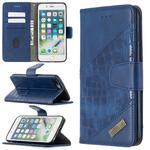 For iPhone 8 Plus Matching Color Crocodile Texture Horizontal Flip PU Leather Case with Wallet & Holder & Card Slots(Blue)