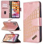 For iPhone 11 Pro Max Matching Color Crocodile Texture Horizontal Flip PU Leather Case with Wallet & Holder & Card Slots(Rose Gold)