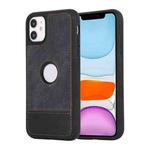 For iPhone 11 Splicing Sewing Hollow Cutout PU Phone Case(Black)