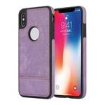 For iPhone X / XS Splicing Sewing Hollow Cutout PU Phone Case(Purple)