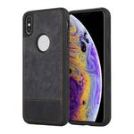 For iPhone XS Max Splicing Sewing Hollow Cutout PU Phone Case(Black)