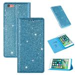 For iPhone 6 Plus Ultrathin Glitter Magnetic Horizontal Flip Leather Case with Holder & Card Slots(Sky Blue)