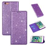 For iPhone 6 Plus Ultrathin Glitter Magnetic Horizontal Flip Leather Case with Holder & Card Slots(Purple)
