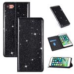 For iPhone 8 / 7 Ultrathin Glitter Magnetic Horizontal Flip Leather Case with Holder & Card Slots(Black)