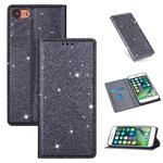 For iPhone 8 / 7 Ultrathin Glitter Magnetic Horizontal Flip Leather Case with Holder & Card Slots(Gray)