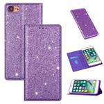 For iPhone 8 / 7 Ultrathin Glitter Magnetic Horizontal Flip Leather Case with Holder & Card Slots(Purple)