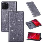 For iPhone 11 Ultrathin Glitter Magnetic Horizontal Flip Leather Case with Holder & Card Slots(Gray)