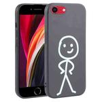 For iPhone SE 2022 / SE 2020 Stickman Pattern Liquid Silicone Phone Case(Black)