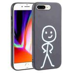 For iPhone 8 Plus / 7 Plus Stickman Pattern Liquid Silicone Phone Case(Black)