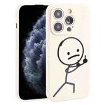 For iPhone 11 Pro Stickman Pattern Liquid Silicone Phone Case(White)