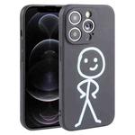 For iPhone 12 Pro Stickman Pattern Liquid Silicone Phone Case(Black)