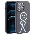 For iPhone 12 Pro Max Stickman Pattern Liquid Silicone Phone Case(Black)