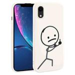 For iPhone XR Stickman Pattern Liquid Silicone Phone Case(White)