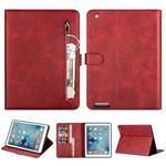 For iPad 1 / 2 / 3 / 4 Tablet Fashion Calf Texture Zipper Horizontal Flip Leather Case with Stand & Card Slots & Wallet & Wake-up / Sleep Function(Red)