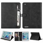 For iPad 1 / 2 / 3 / 4 Tablet Fashion Calf Texture Zipper Horizontal Flip Leather Case with Stand & Card Slots & Wallet & Wake-up / Sleep Function(Black)