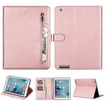 For iPad 1 / 2 / 3 / 4 Tablet Fashion Calf Texture Zipper Horizontal Flip Leather Case with Stand & Card Slots & Wallet & Wake-up / Sleep Function(Rose Gold)