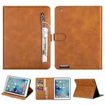 For iPad 1 / 2 / 3 / 4 Tablet Fashion Calf Texture Zipper Horizontal Flip Leather Case with Stand & Card Slots & Wallet & Wake-up / Sleep Function(Brown)