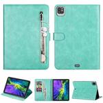 For iPad Pro 11(2020) / Pro 11(2018) Tablet Fashion Calf Texture Zipper Horizontal Flip Leather Tablet Case with Stand & Card Slots & Wallet & Wake-up / Sleep Function(Green)