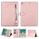 For iPad 9.7 inch Universal Tablet Fashion Calf Texture Zipper Horizontal Flip Leather Case with Stand & Card Slots & Wallet & Wake-up / Sleep Function(Rose Gold)