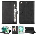 For iPad Mini 1 / 2 / 3 / 4 / 5 Tablet Fashion Calf Texture Zipper Horizontal Flip Leather Case with Stand & Card Slots & Wallet & Wake-up / Sleep Function(Black)