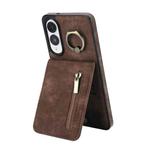 For Samsung Galaxy S25 Edge 5G Retro Ring and Zipper RFID Card Slot Phone Case(Brown)