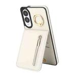 For Samsung Galaxy S25 Edge 5G Retro Ring and Zipper RFID Card Slot Phone Case(Beige)
