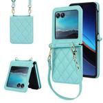 For Motorola Razr 40 Ultra Rhombic Texture Phone Case with Long & Short Lanyard(Green)