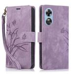 For OPPO A17 / A17K Orchid Butterfly Embossed Leather Phone Case(Purple)