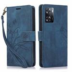 For OPPO A57 4G / A57S Orchid Butterfly Embossed Leather Phone Case(Blue)