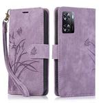 For OPPO A57 4G / A57S Orchid Butterfly Embossed Leather Phone Case(Purple)