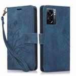 For OPPO A77 4G / A77S Orchid Butterfly Embossed Leather Phone Case(Blue)