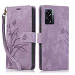 For OPPO A77 4G / A77S Orchid Butterfly Embossed Leather Phone Case(Purple)