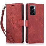 For OPPO A77 4G / A77S Orchid Butterfly Embossed Leather Phone Case(Red)