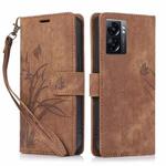 For OPPO A77 4G / A77S Orchid Butterfly Embossed Leather Phone Case(Brown)