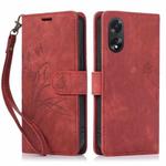 For OPPO A78 4G Orchid Butterfly Embossed Leather Phone Case(Red)